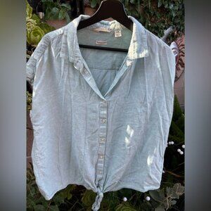 Weatherproof Vintage Front Tie Blouse